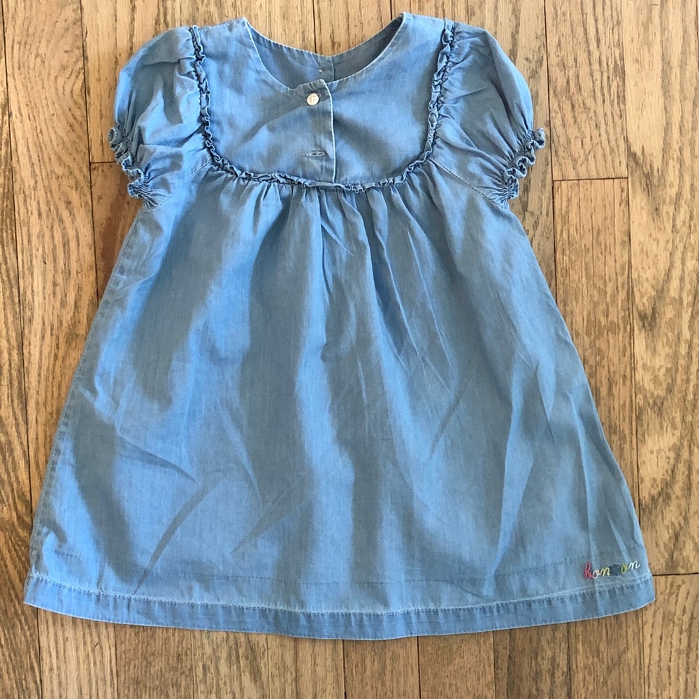 Light Blue Button-Back Girls Dress